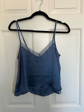 aerie Dusty Blue Lace-Trim Spaghetti Strap Cami